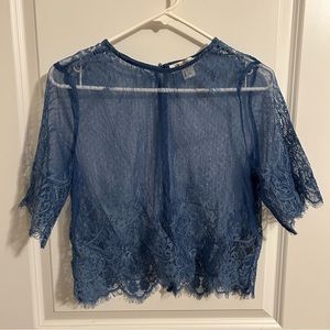H&M Coachella blue lace sheer top